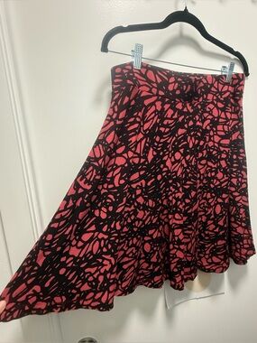 Ann Taylor LOFT Abstract Print A-Line Skirt - Red & Black